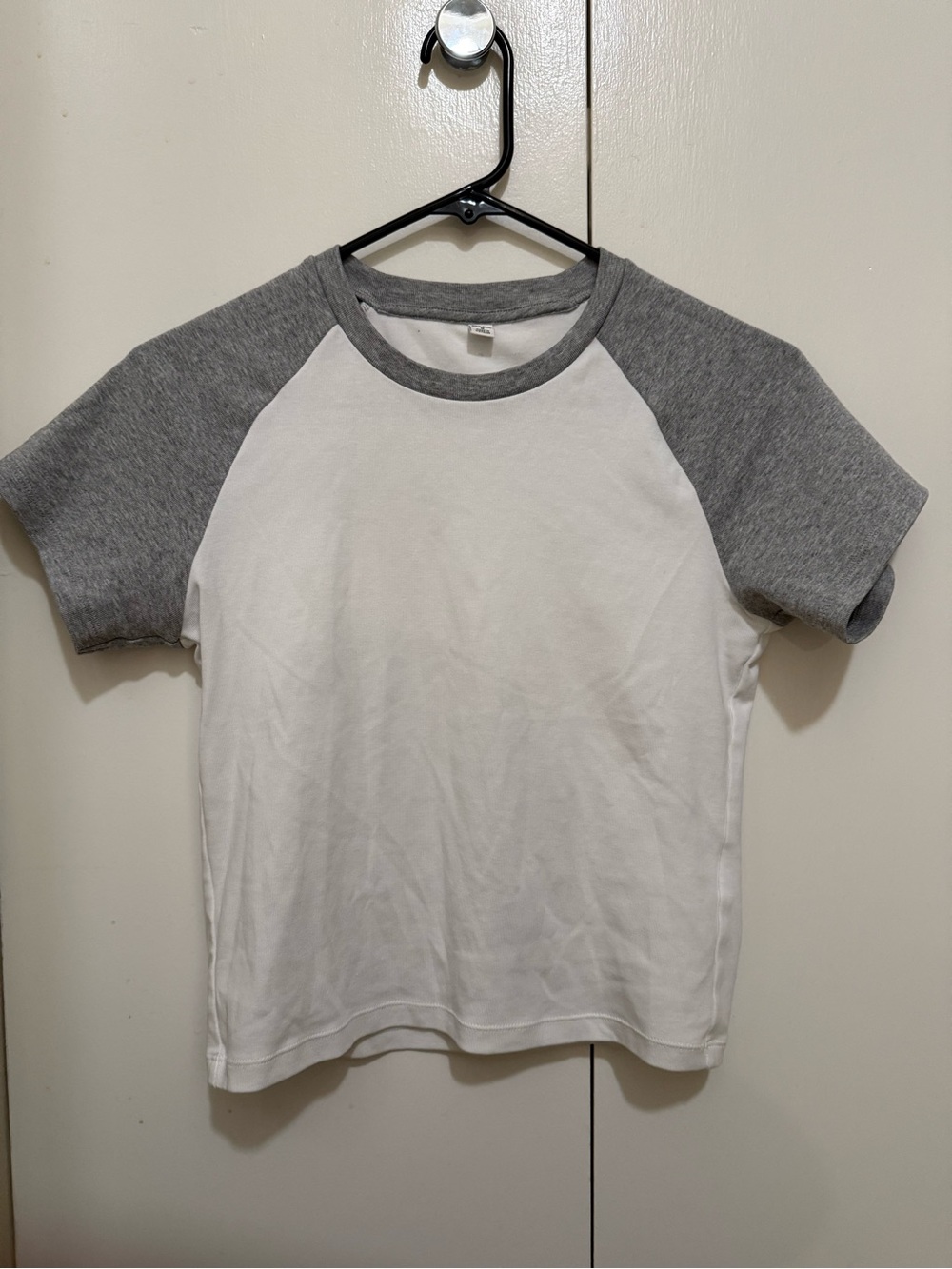 Women White and Gray Raglan Tee